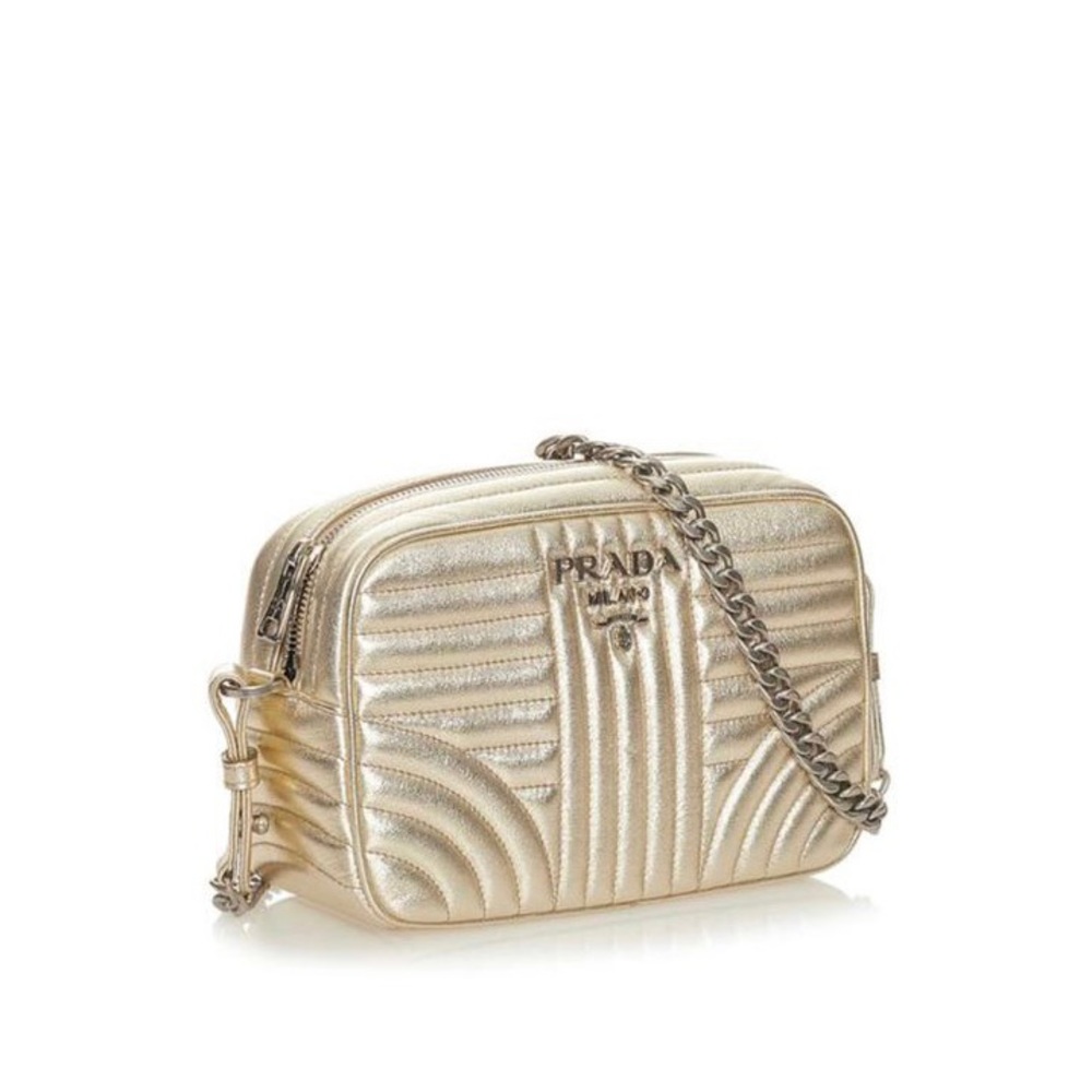 Prada Diagramme Gold Calf Leather Cross Body Bag